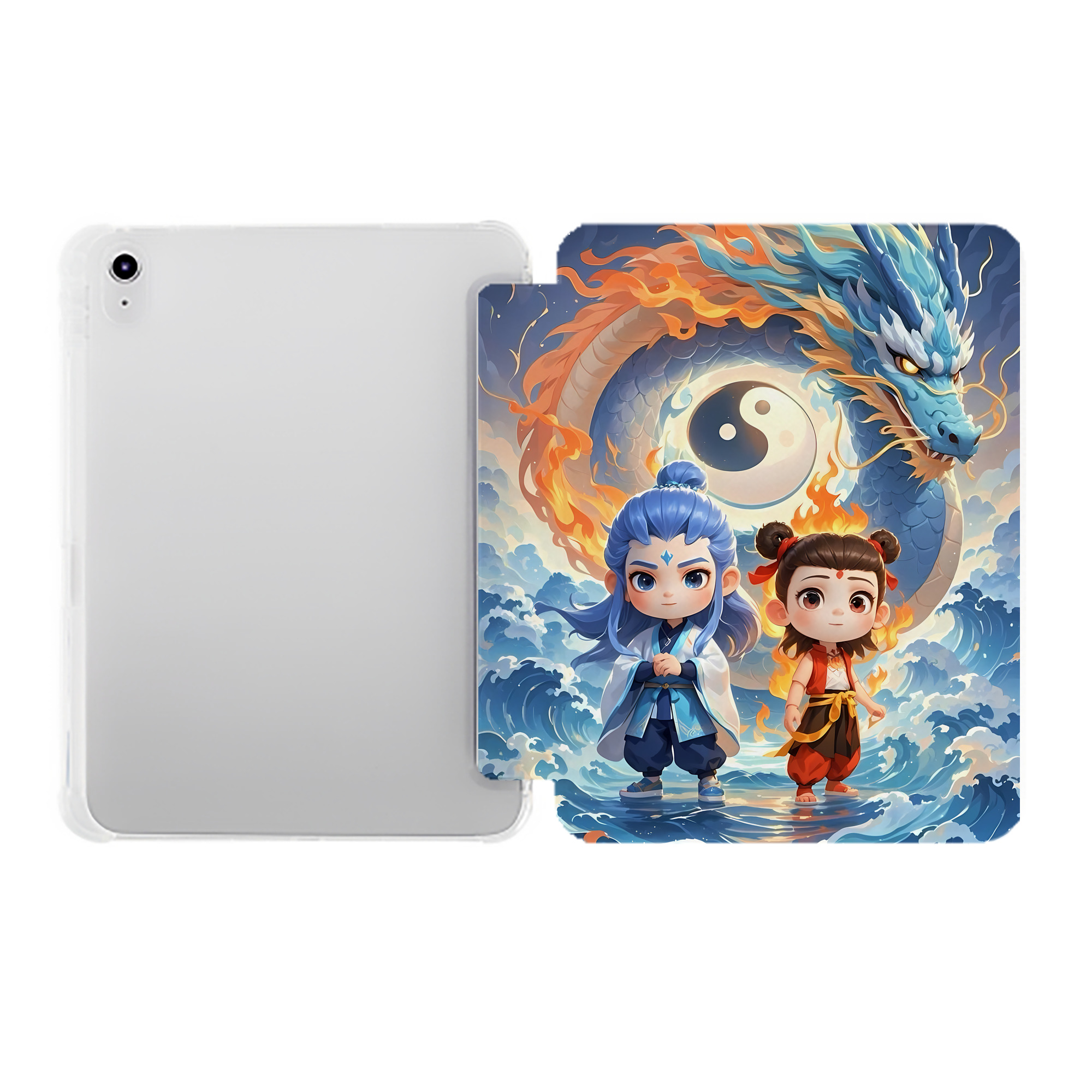 （画像用） Ne Zha 2 ナタ 魔童の大暴れ IPad ケース ペン収納付き 三つ折りスタンド PUレザー×シリコン 対応機種9.5/10.5/10.9インチ